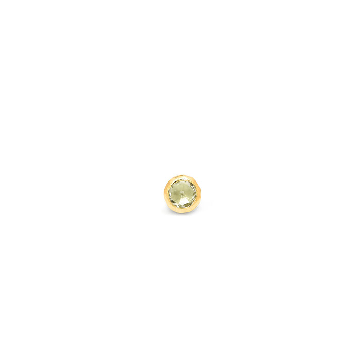 Giovanni Raspini small lime green loop earrings 18 kt gold plated silver earrings with lime green crystals 12136/1