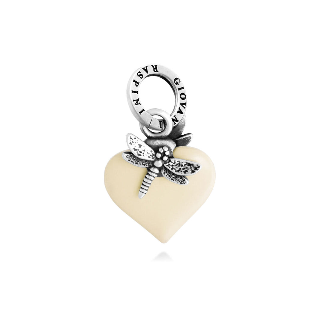 Giovanni Raspini Ivory Dragonfly Heart Charm 12461
