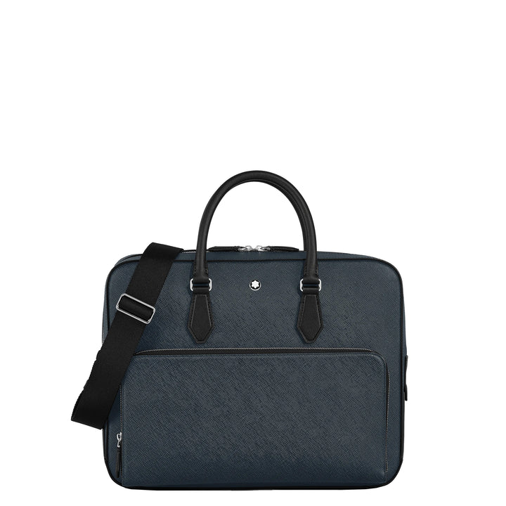 Montblanc Sartorial medium document bag blue tweed 220332