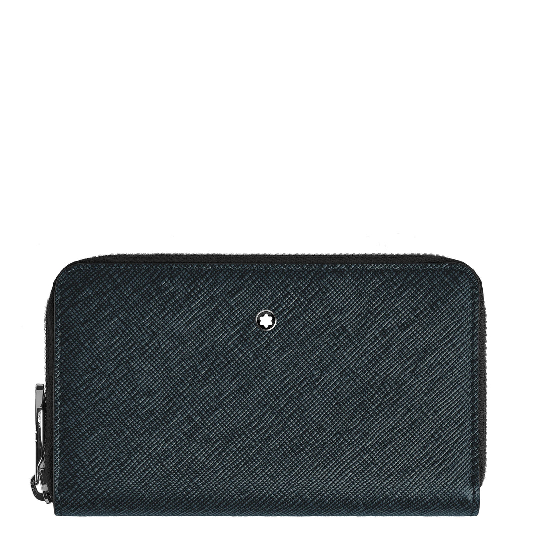 Montblanc wallet 12 compartments with zip medium Sartorial blue tweed 220362
