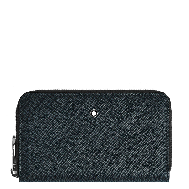 Montblanc wallet 12 compartments with zip medium Sartorial blue tweed 220362
