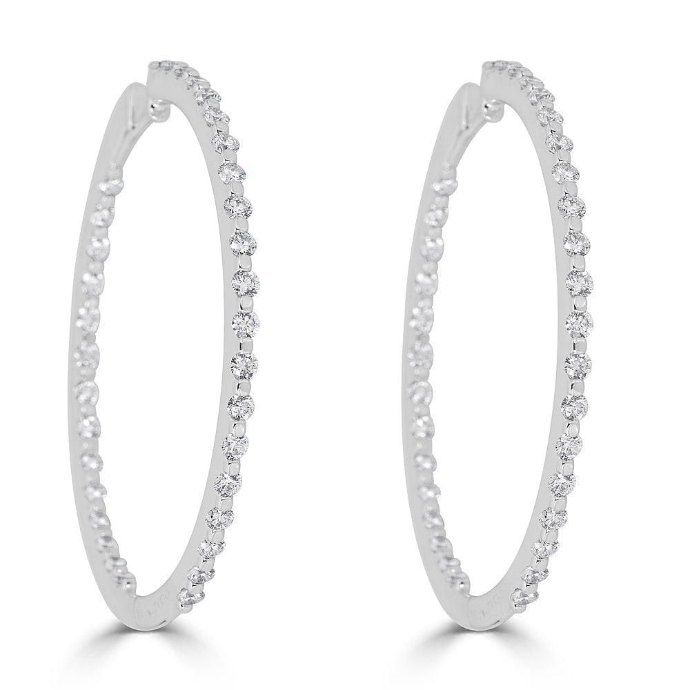 Zydo large hoop earrings with diamonds white gold 43542