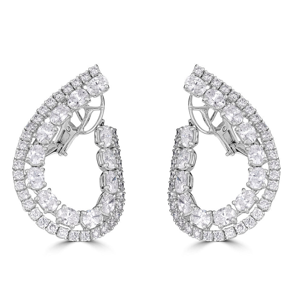 Zydo ring earrings with round and oval diamonds white gold 62544