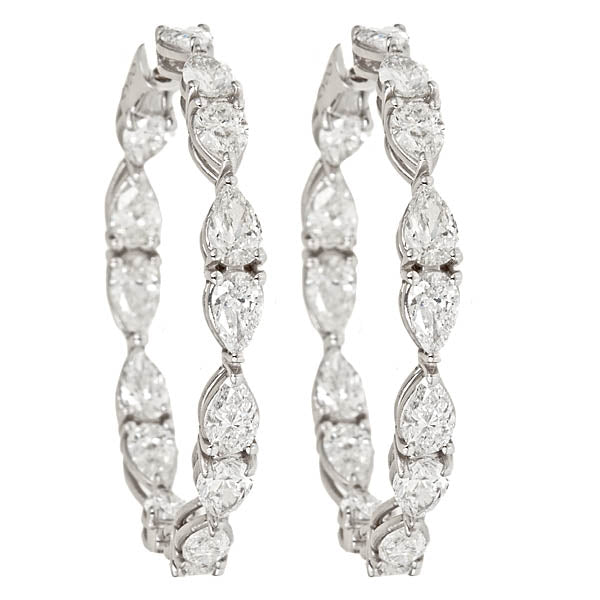 Zydo medium hoop earrings with pear-shaped diamonds white gold 47279