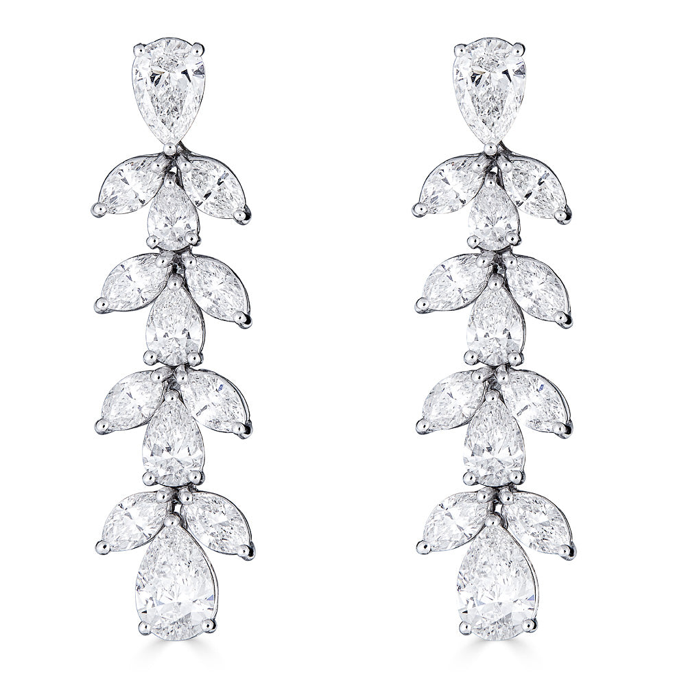 Zydo dangle earrings with marquise and pear-cut diamonds in white gold 50067