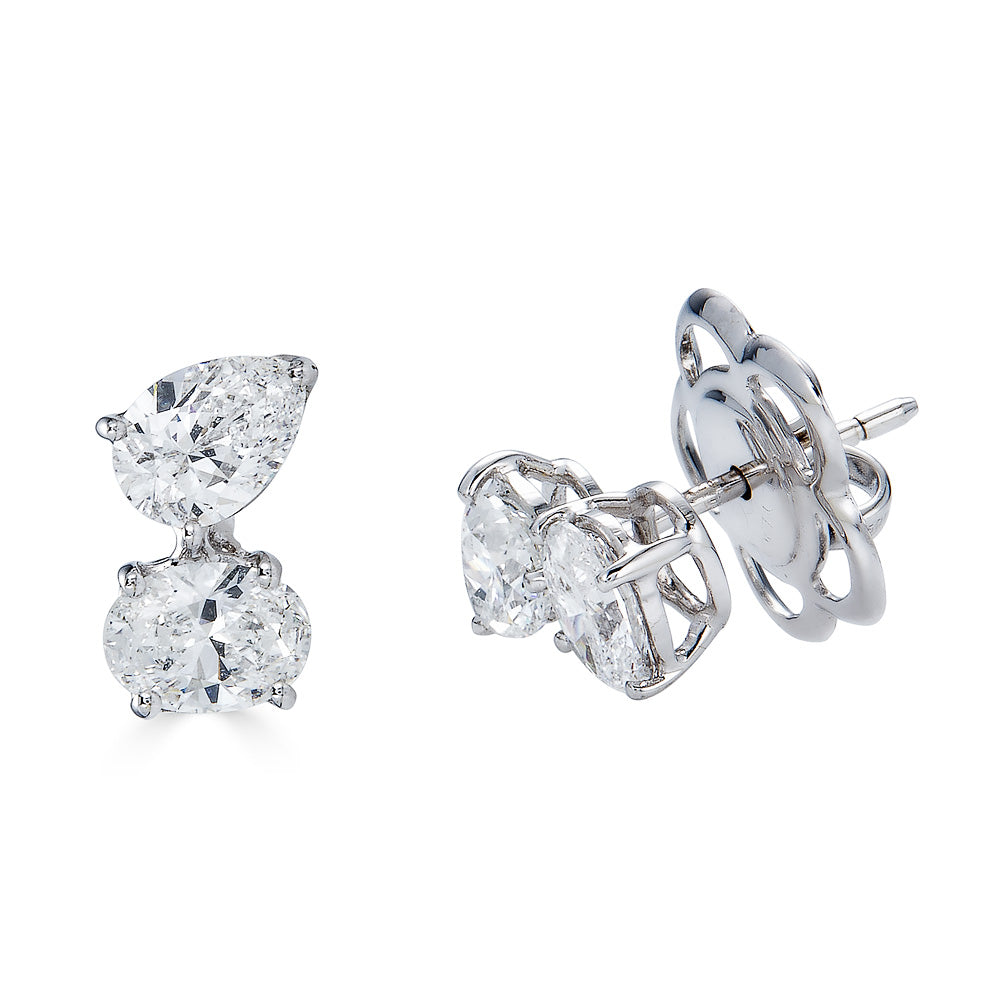 Zydo pear-shaped and oval diamond earrings in white gold 51351