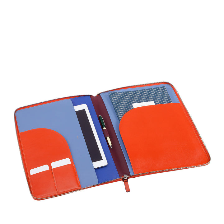 DUDU A4 Leather Document Holder Office Block Holder Multicolor iPad Tablet Holder with Zip