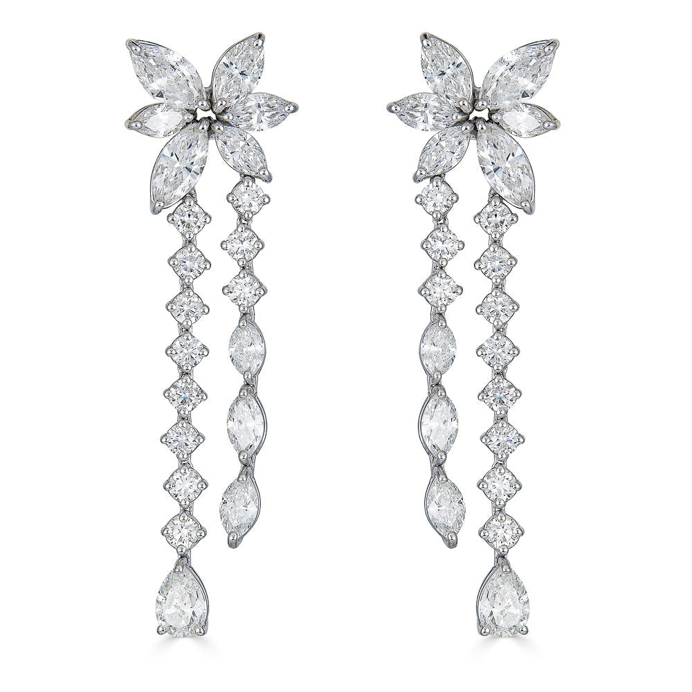 Zydo double pendant earrings with brilliant cut diamonds in white gold 53503
