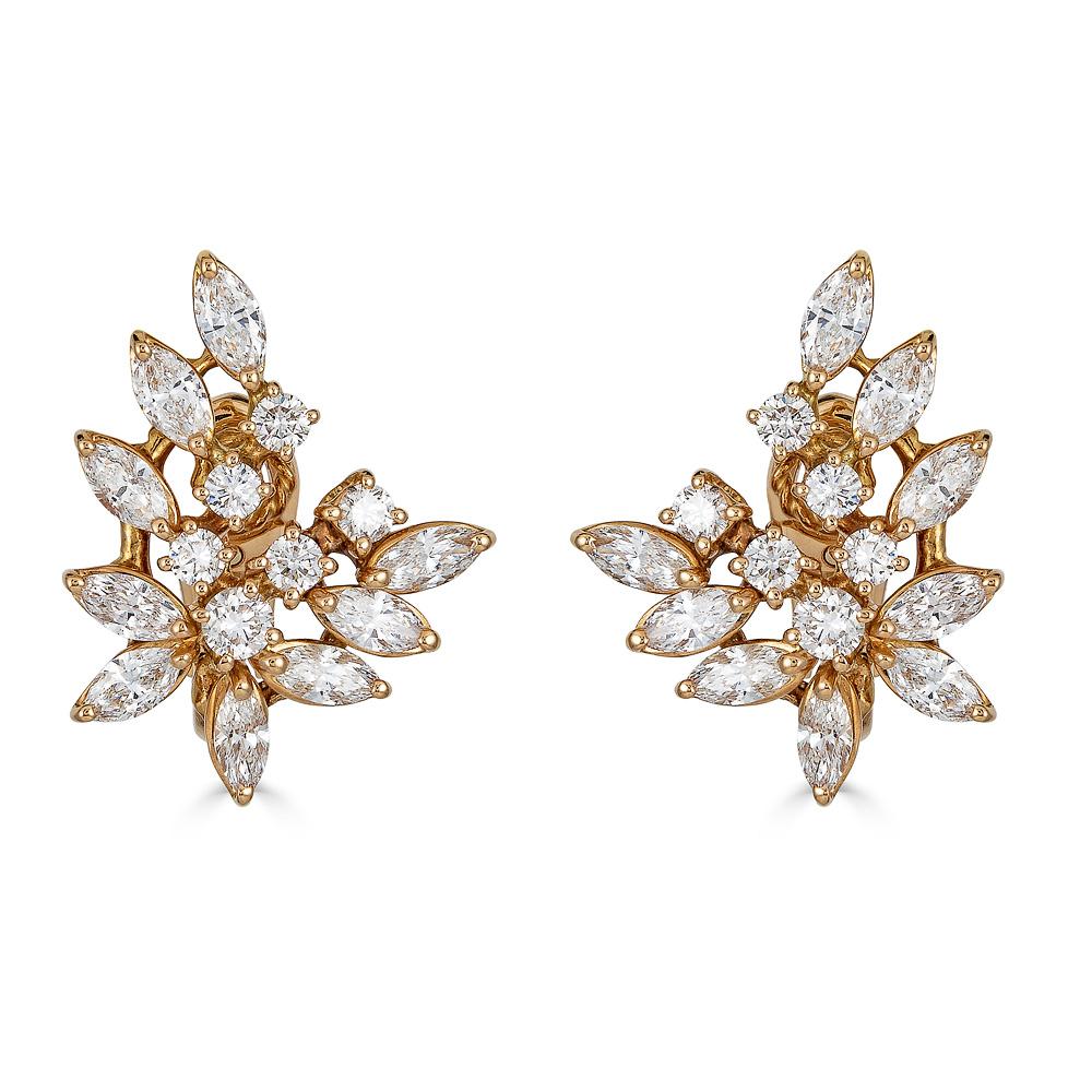 Zydo earrings with diamonds in round shape and marquise rose gold 54048