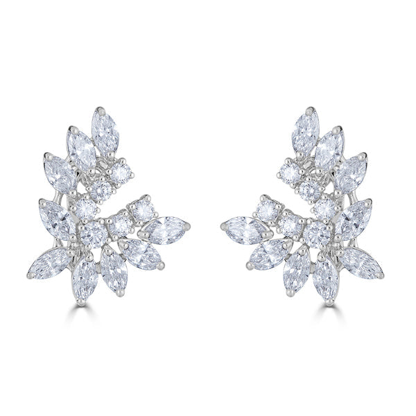 Zydo earrings with diamonds in round shape and marquise white gold 54054
