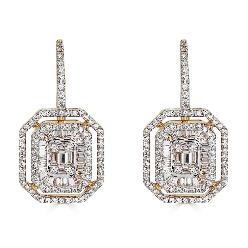 Zydo dangle earrings with illusion motif yellow gold 54686