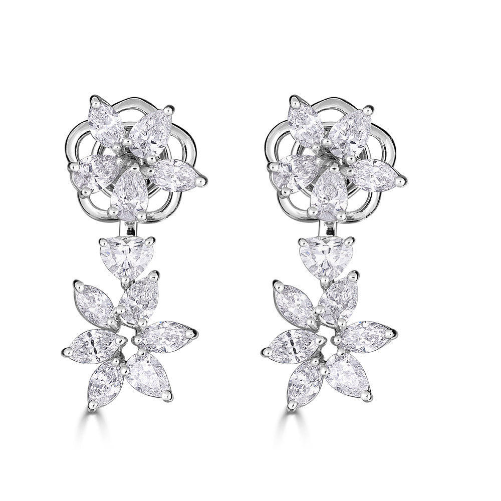 Zydo up and down earrings with fancy cut diamonds in white gold 55312