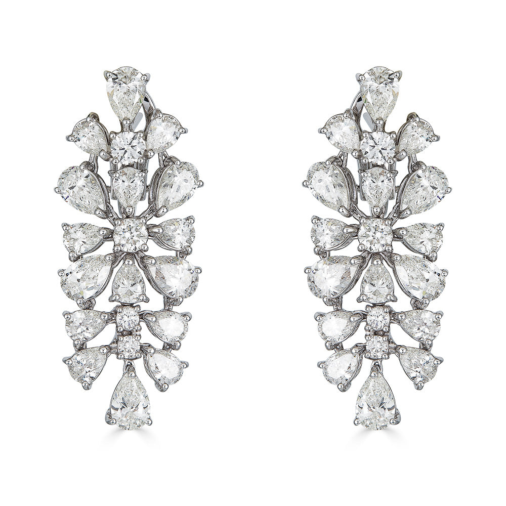 Zydo pear-shaped and round dangle earrings in white gold 55828
