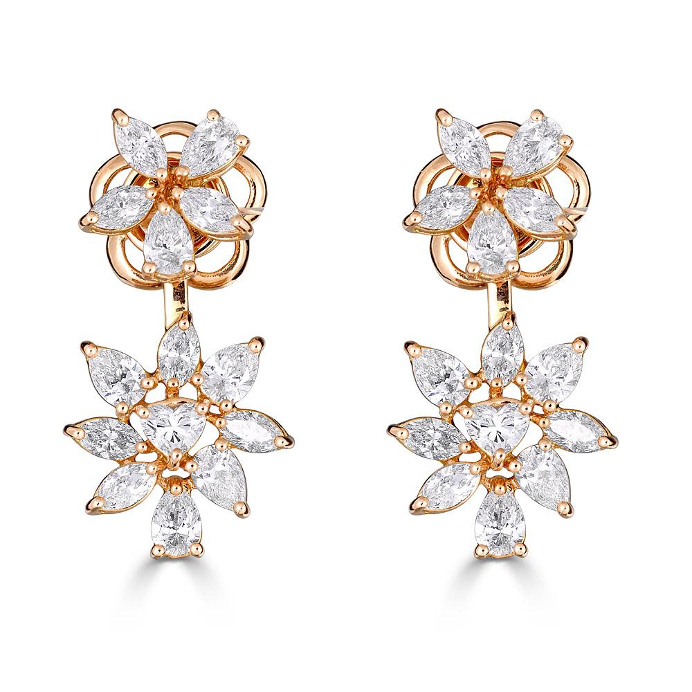 Zydo up and down earrings with fancy cut diamonds rose gold 56210