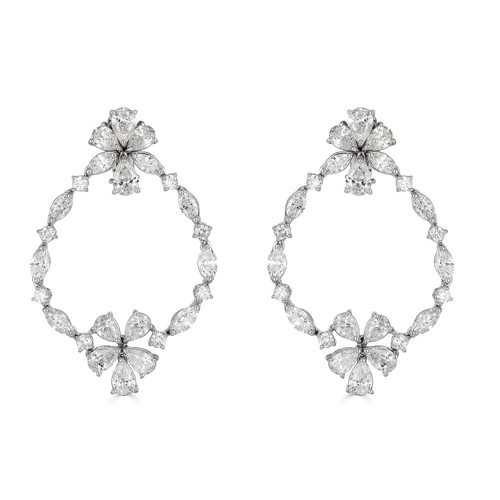 Zydo hoop earrings with drop-shaped diamonds white gold 56803