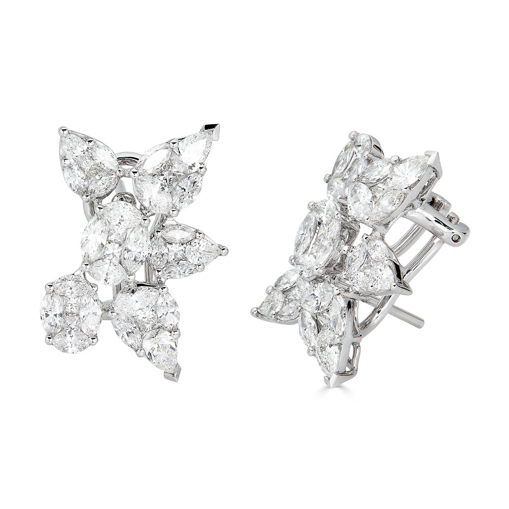 Zydo stud earrings with fancy cut diamonds illusion-set in white gold 56904