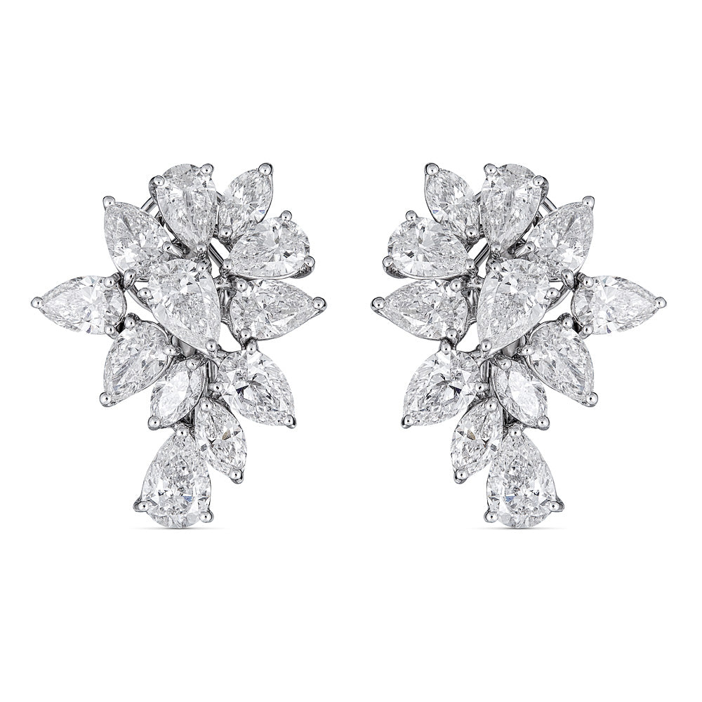 Zydo marquise and pear-shaped diamond cluster earrings in white gold 57183