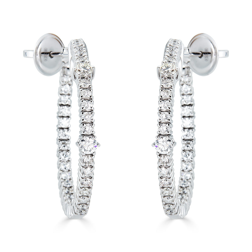 Zydo peek a boo hoop earrings with round diamonds white gold 59950