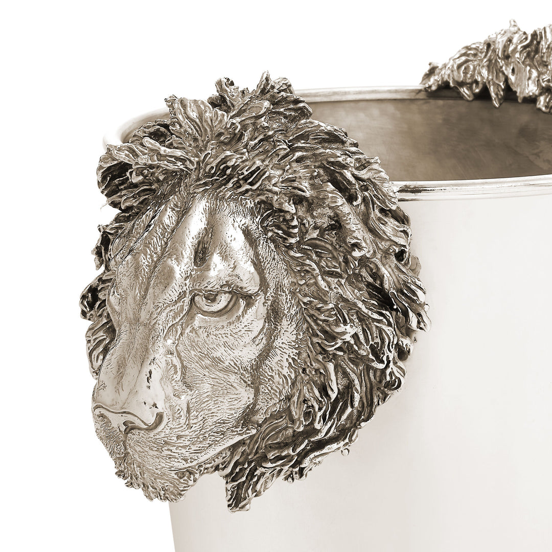 Giovanni Raspini Lion Heads Champagne Bucket - White Bronze Champagne Bucket - B0618