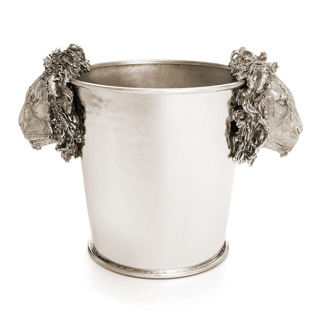 Giovanni Raspini Lion Heads Champagne Bucket - White Bronze Champagne Bucket - B0618