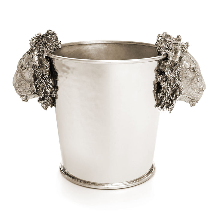 Giovanni Raspini Lion Heads Champagne Bucket - White Bronze Champagne Bucket - B0618
