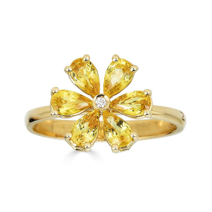 Zydo ring with diamond flower and rose gold colored precious stones 63841