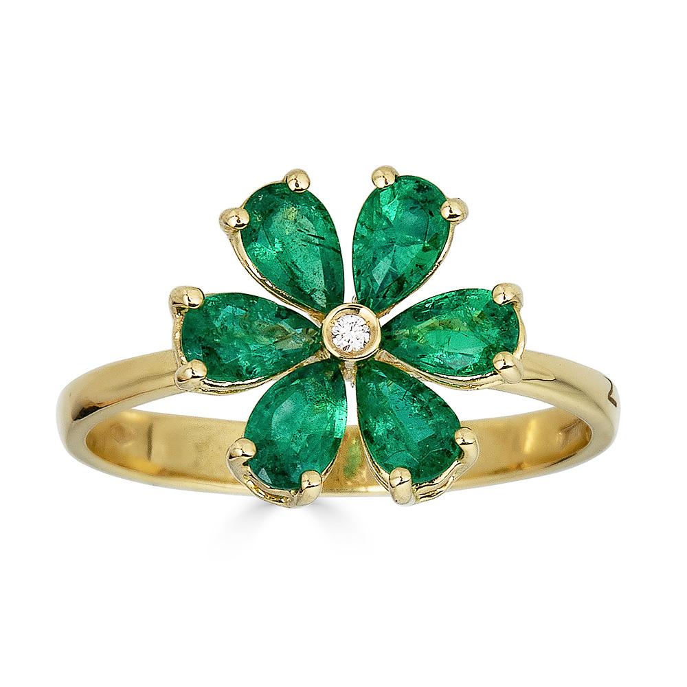 Zydo ring with diamond flower and rose gold colored precious stones 62221