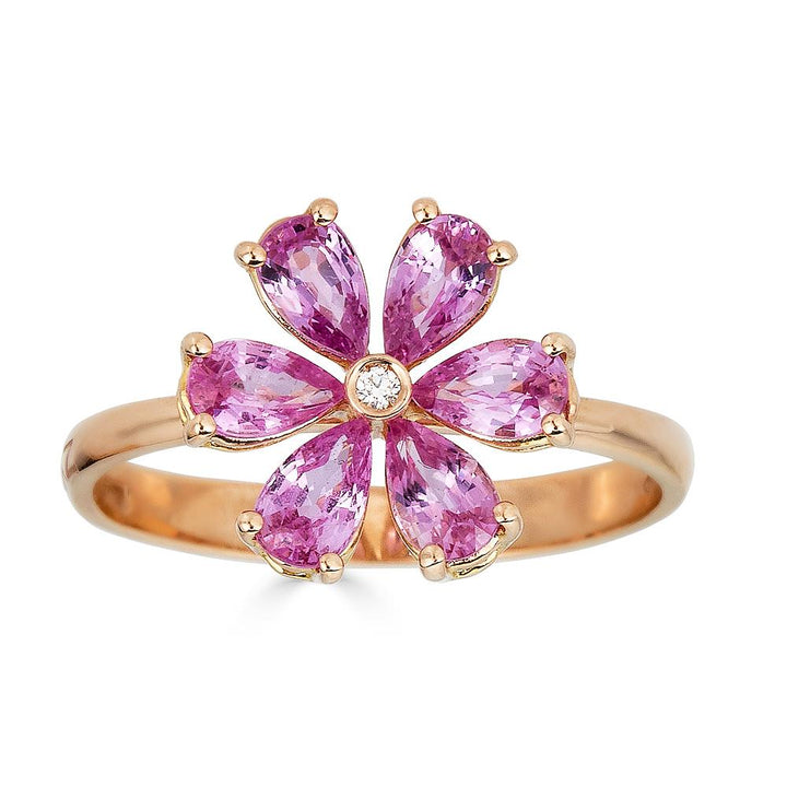 Zydo ring with diamond flower and yellow gold colored precious stones 62220