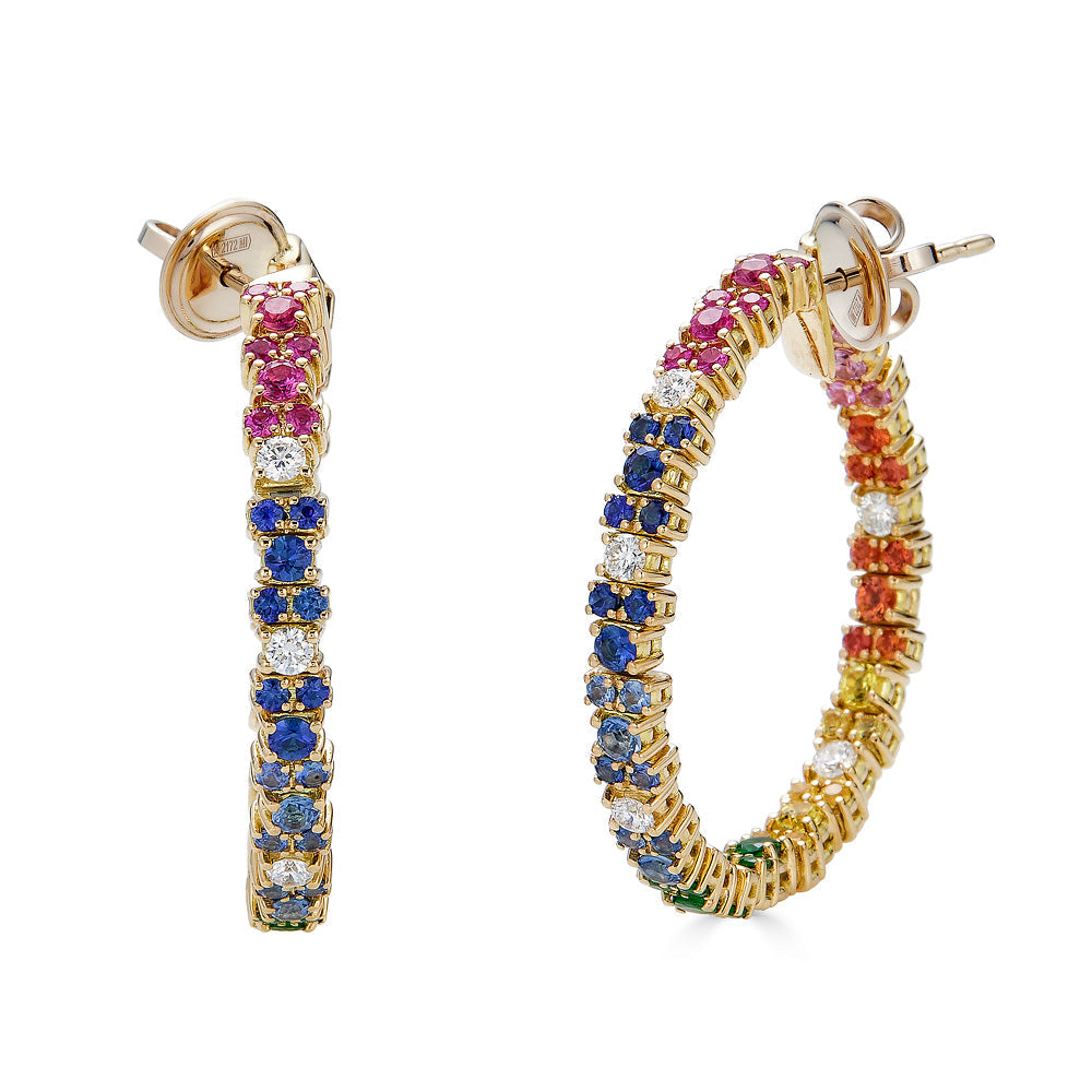 Zydo rainbow circles with diamonds, sapphires and semi-precious stones yellow gold 63153