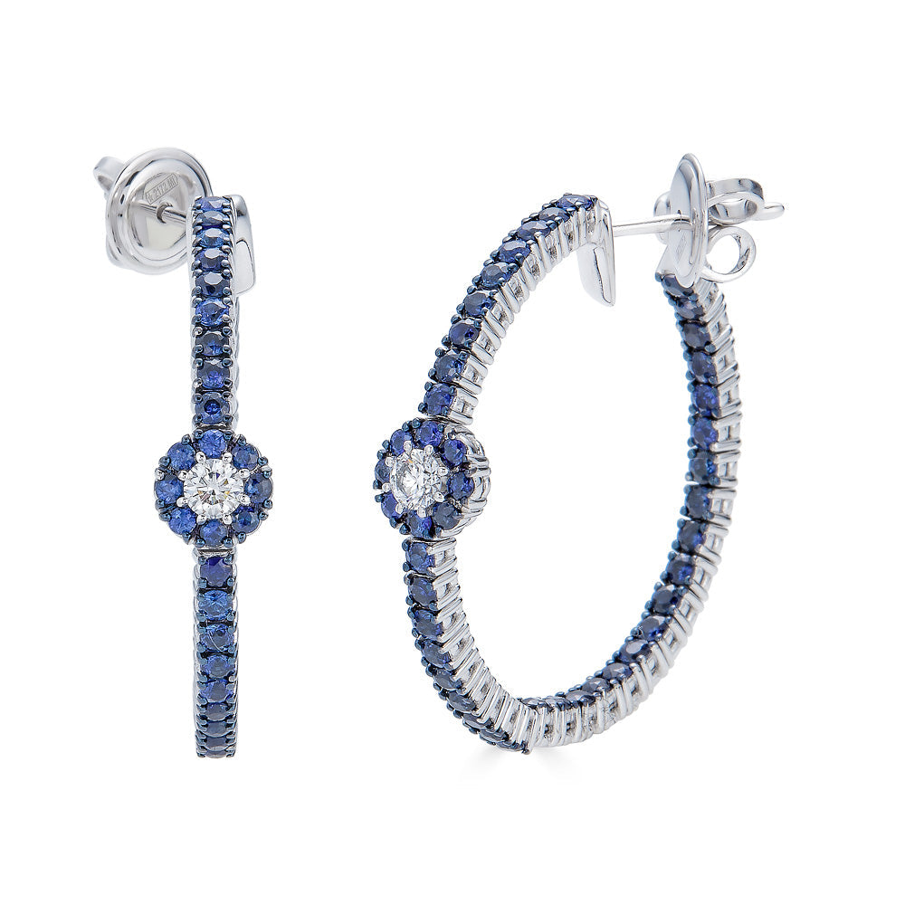 Zydo hoop earrings with blue sapphire and diamonds white gold Blue sapphire 63159