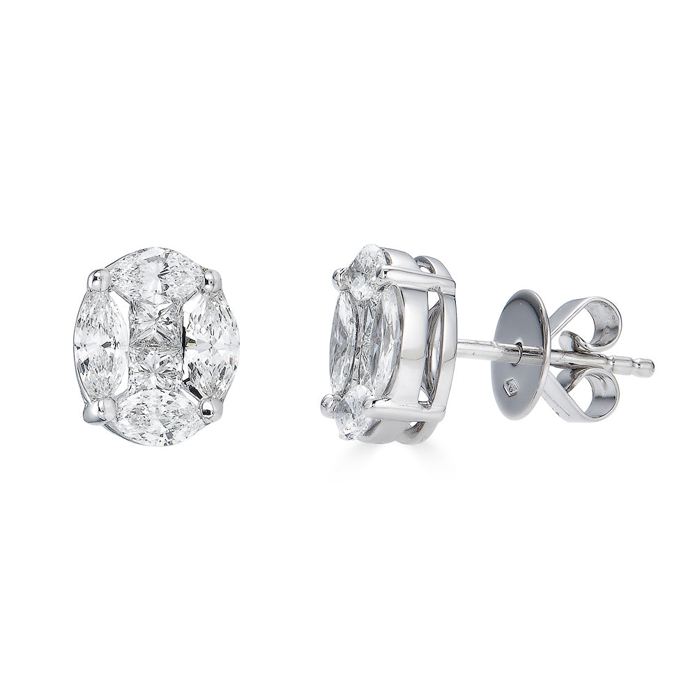 Zydo illusion diamond stud earrings in white gold 63219