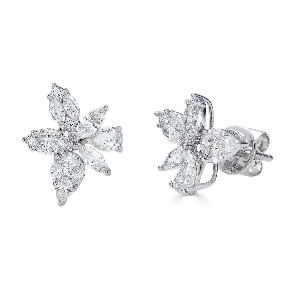 Zydo illusion diamond cluster earrings set white gold 63221