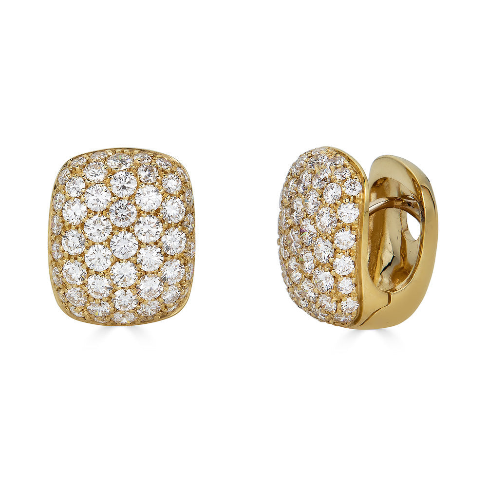 Zydo yellow gold huggie earrings with yellow gold pavé 63425