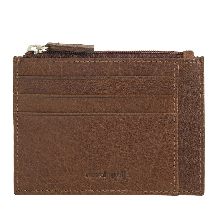 Nuvola Pelle Slim Pocket Credit Card Holder in Leather for Men with Zip Coin Purse