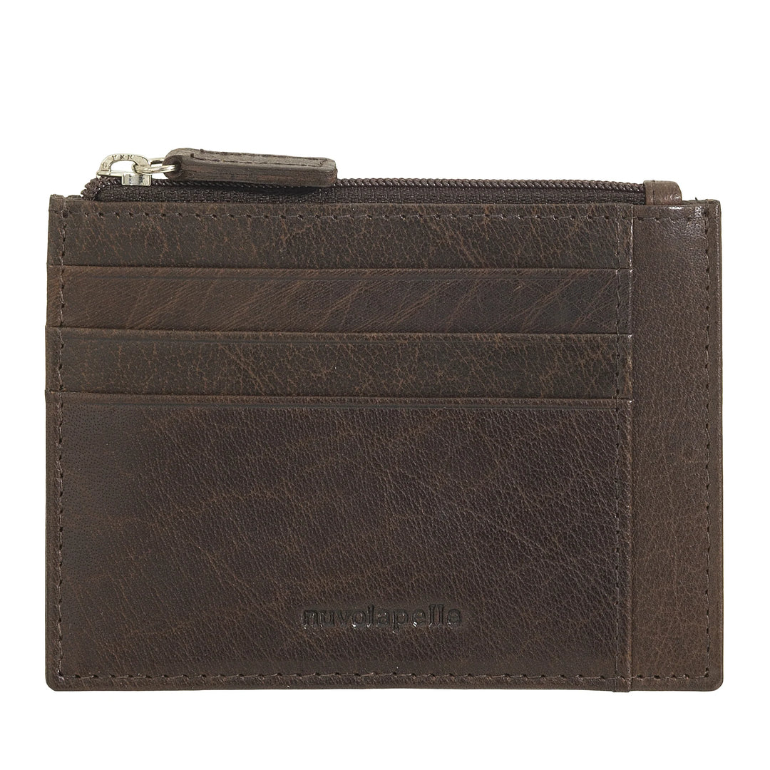 Nuvola Pelle Slim Pocket Credit Card Holder in Leather for Men with Zip Coin Purse