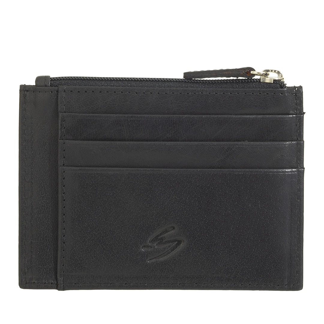 Nuvola Pelle Slim Pocket Credit Card Holder in Leather for Men with Zip Coin Purse