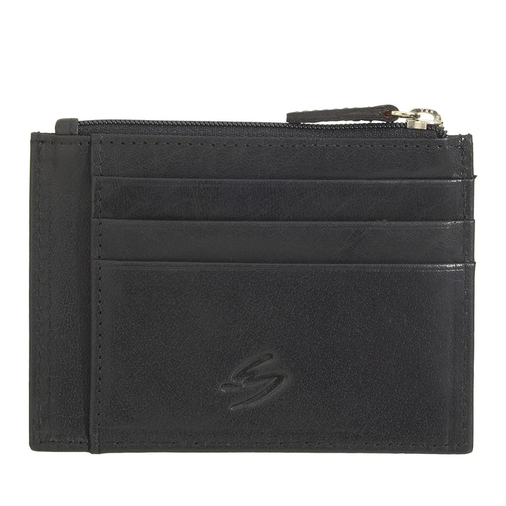 Nuvola Pelle Slim Pocket Credit Card Holder in Leather for Men with Zip Coin Purse