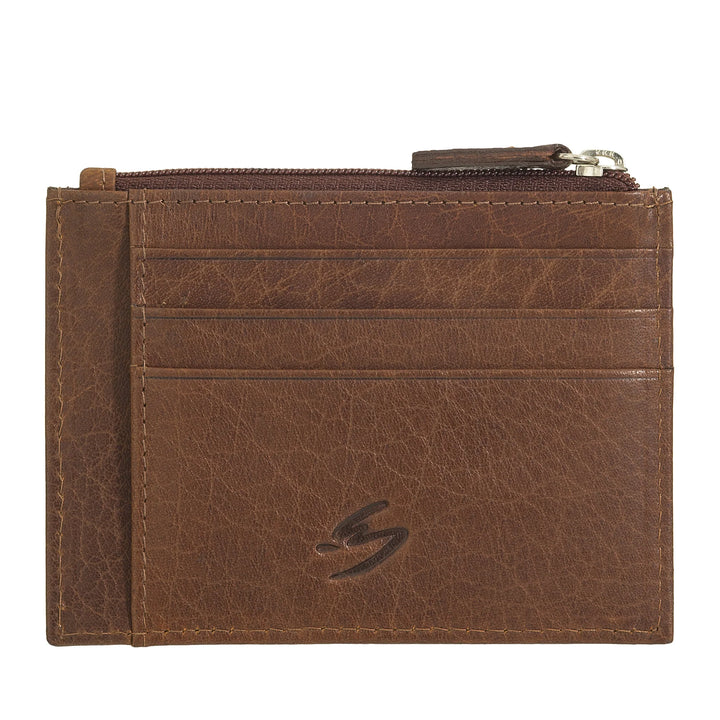 Nuvola Pelle Slim Pocket Credit Card Holder in Leather for Men with Zip Coin Purse