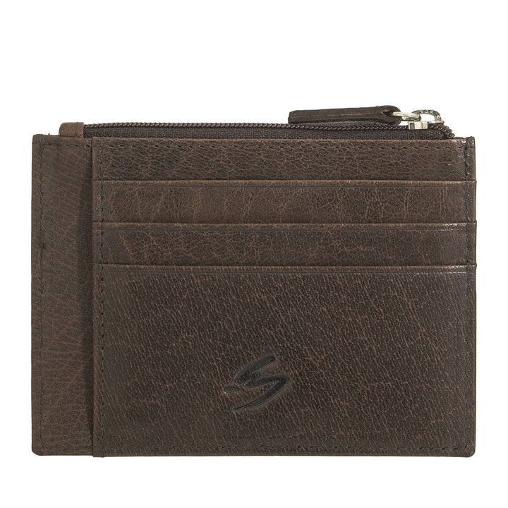 Nuvola Pelle Slim Pocket Credit Card Holder in Leather for Men with Zip Coin Purse