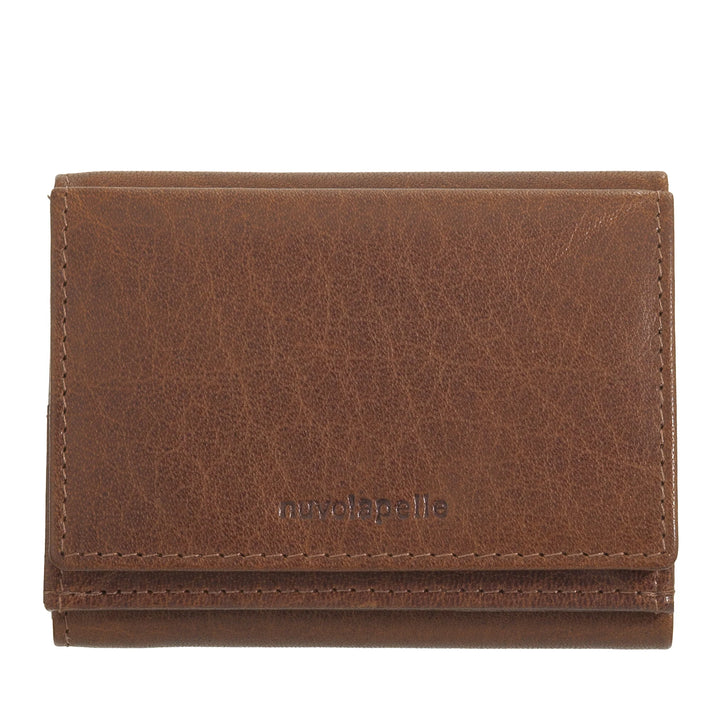 Nuvola Pelle Small Wallet for Men and Women in Buffalo Leather - Elegant Trifold with Button Coin Purse, Compartments for Cards, Cards and Banknotes