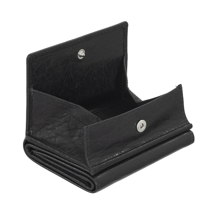 Nuvola Pelle Small Wallet for Men and Women in Buffalo Leather - Elegant Trifold with Button Coin Purse, Compartments for Cards, Cards and Banknotes