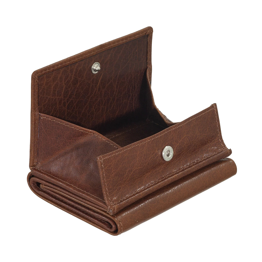 Nuvola Pelle Small Wallet for Men and Women in Buffalo Leather - Elegant Trifold with Button Coin Purse, Compartments for Cards, Cards and Banknotes