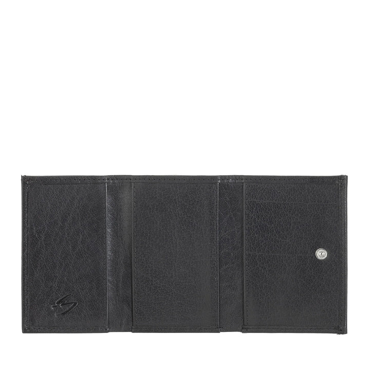 Nuvola Pelle Small Wallet for Men and Women in Buffalo Leather - Elegant Trifold with Button Coin Purse, Compartments for Cards, Cards and Banknotes