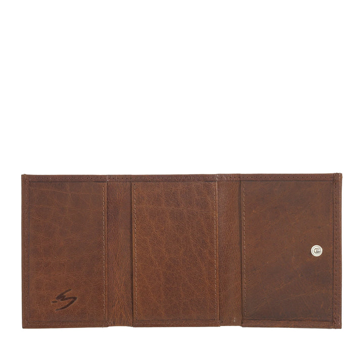 Nuvola Pelle Small Wallet for Men and Women in Buffalo Leather - Elegant Trifold with Button Coin Purse, Compartments for Cards, Cards and Banknotes