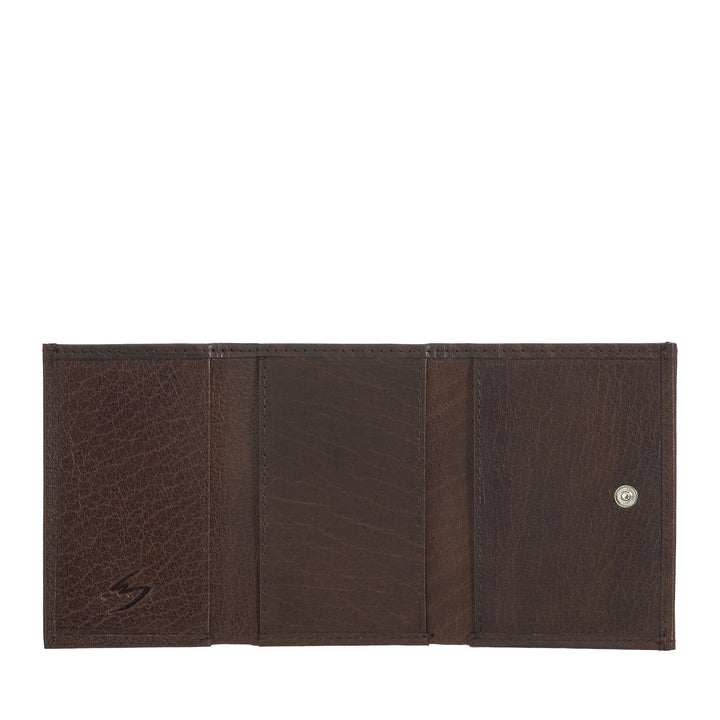 Nuvola Pelle Small Wallet for Men and Women in Buffalo Leather - Elegant Trifold with Button Coin Purse, Compartments for Cards, Cards and Banknotes