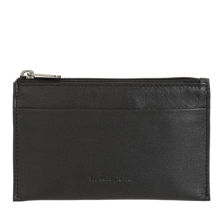 Nuvola Pelle Keychain and Coin Purse in Genuine Leather - Pouch Case with Zipper and 2 Rings for Keys