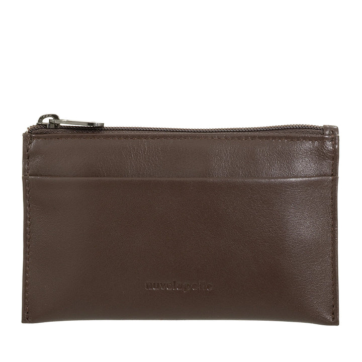 Nuvola Pelle Keychain and Coin Purse in Genuine Leather - Pouch Case with Zipper and 2 Rings for Keys