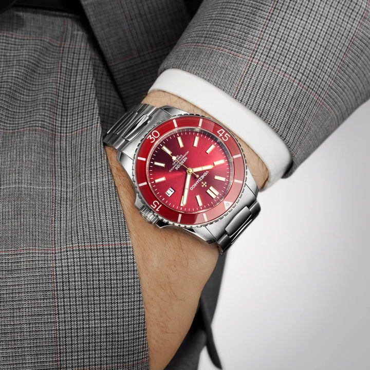 Venezianico Nereide 42mm red automatic steel watch 3321503C