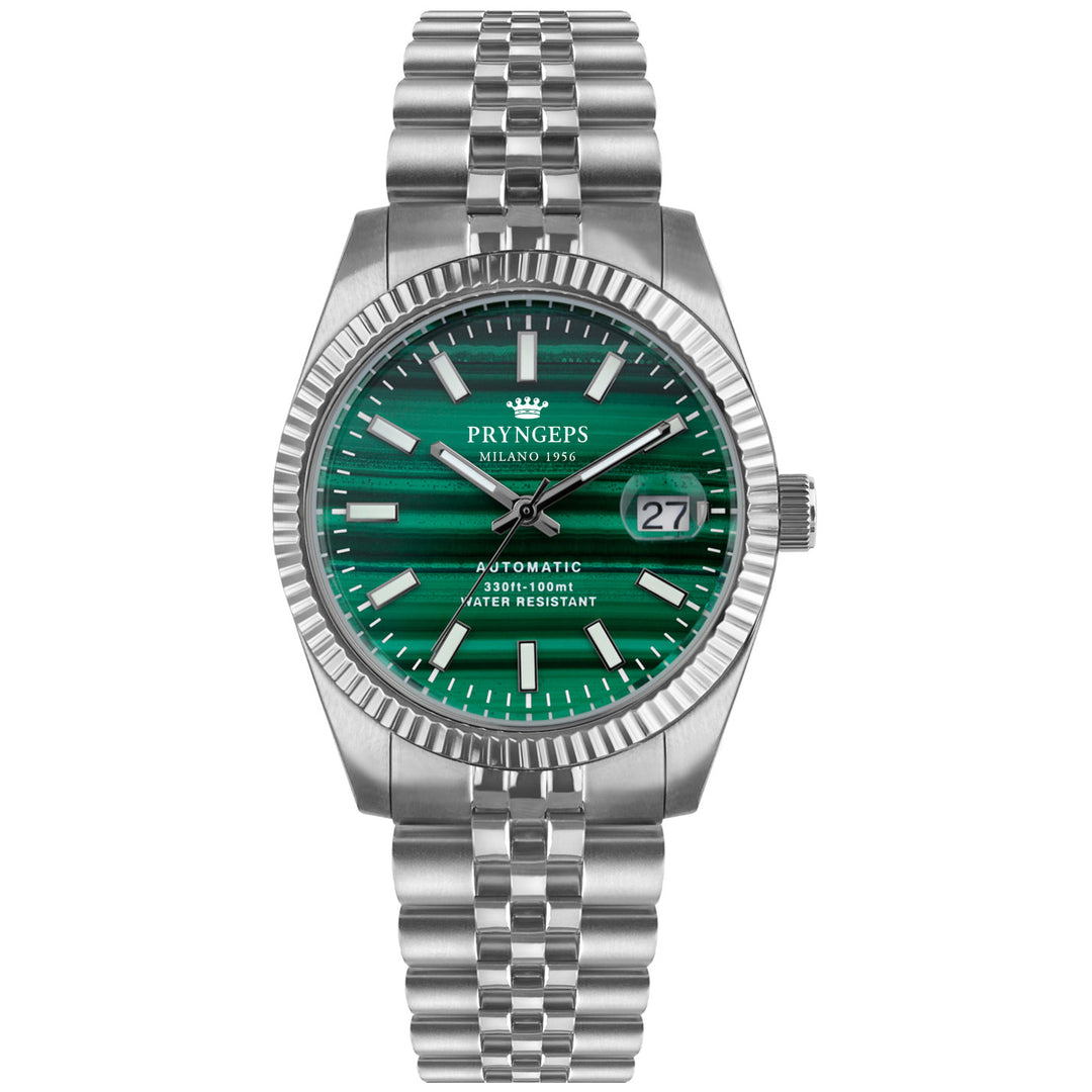 Pryngeps Erre X Malachite watch 40mm green quartz steel A1209 MA