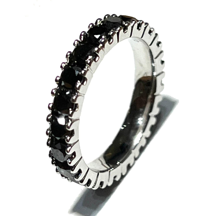 World Diamond Group 18kt white gold ring with black diamonds 0024FG